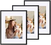 SYNTRIFIC 11X14 Poster Frame Black Set of 3, Picture Frame 8x10 with Mat or 11x14 without Mat, Large Collage Photo Frame for Wall Mounting, Gallery Diamond Art Frame