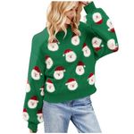 HZMM Christmas Sweaters for Women Holiday Wear Winter Ladies Warm Sweatshirts Long Sleeve Round Neck Xmas Jumper Tops Thick Streetwear Plus Size (#01-05-Green, M)