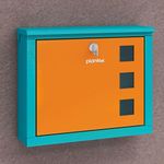 Plantex Metal Letter Box/Complaint Box/Small Suggestion Box for Office/Post Box for Home/Wall Mount Mail Box - (Green & Orange)