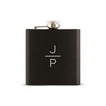 Weddingstar Personalized Custom Engraved 6oz Black Hip Flask Stainless Steel Wedding Gift - Stacked Monogram Engraving