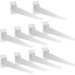 Oudain 12" Slatwall Shelf Bracket with Lip Heavy Duty Slat Wall Brackets Bulk Floating Shelf Brackets Metal Slatwall Accessories for Shelving Display Garage Kitchen Mounting Supplies (White,10 Pcs)