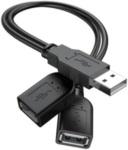 ANDTOBO 【2024 Upgraded】 USB 2.0 A Male to 2 Dual USB Female Jack Y Splitter Hub Power Cord Extension Adapter Cable