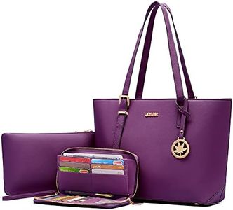 Purses And Wallets Set For Women Work Tote Satchel Handbags Shoulder Bag Top Handle Totes Purse With Matching Wallet, B3-3pcs/Set Purple, Large