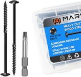 Marysino Lag Screws 6 Inch, Construction Wood Screw #14 x 6, 300-Pack Heavy Duty Self Driiling Structural Screws, Black Anti-Rust Coated Exterior Wood/Lag/Timber Screws, Torx/Star Drive Lag Bolts