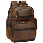 TIDING Leather Backpack for Men, Full Grain Leather Large Capacity Travel Backpack Vintage Casual Daypack fit 15.6 Inch Laptop Bookbag for College Work Outdoor