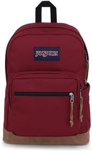 JanSport Right Pack Backpack - Travel, Work, or Laptop Bookbag with Leather Bottom, Russet Red