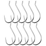 HACER Stainless Steel Barbed Circle Fishing Portable Hooks Lot for Ocean Lake Pond River (10 PCs)