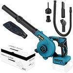 Cordless Leaf Blower for Makita 18V Battery, 2-in-1 Handle Electric Blower + Vacuum Cleaner, 6 Variable Speed Up to 180MPH, Electric Jobsite Air Blower with Brushless Motor (Battery Not Included)