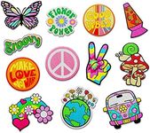 The Carefree Bee - 12 Iron on Patches Vintage, Cool Patches, Backpack Patches | Iron on Patches for Girls Rainbow Peace Signs Hippie Patches, Cute Patches, Peace Patch Iron on Patches (Set 10)