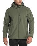 33,000ft Men's Softshell Waterproof Jackets Fleece Lining Outdoor Windproof Windbreaker Coats with Multi Pockets Removeable Hood Olive Green M