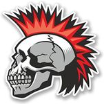 2 x Mohawk Skull Vinyl Sticker Deca