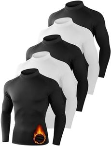 Dalavch 4/5 Pack Thermal Compression Shirts for Men Mock Turtleneck Long Sleeve Running Undershirt Base Layer Tops for Winter, 3 Black 2 White, Large
