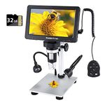 7 inch LCD Digital USB Microscope with 16G TF Card,Koolertron Upgraded 12MP 1-1200X Magnification Camera Video Recorder,Wired Remote,Rechargeable Battery for Circuit Board Soldering PCB Coins Outdoor