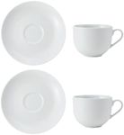 Mikasa MKCHTCUPPK2 Chalk Porcelain Teacup and Saucer Set, Set of 2, 220ml, White