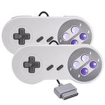 2 Pack Retro SNES Controller, kiwitatá Remote Wired Gamepad Controller Compatible with Original SNES Super Entertainment Game Console System