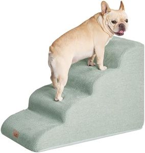 EHEYCIGA Curved Dog Stairs for High Beds 19.7" H, 4-Step Dog Steps for Small Dogs and Cats, Pet Stairs for High Bed Climbing, Non-Slip Balanced Pet Step Indoor, Green