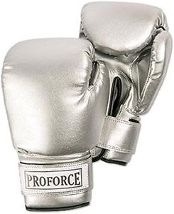 Proforce Leatherette Boxing Gloves with White Palm (Silver/Silver, 12 oz.)