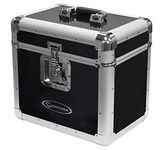 Odyssey KROM Series Record Utility Case for 70 Individual 12" Vinyl Records and LPs - Portable Storage Box for Records- Foam-Lined Interior with Secure Lock and Handle - Black