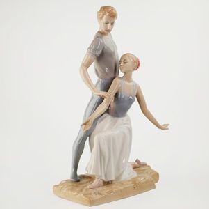 MTME Porcelain Figurines, Couple Dancers, Sculpted Statue, Handicrafts, Art Ware, Sculpture, Home Decor (Up Dowm)