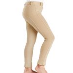 Harry Hall Farnell Horse Riding Grip Seat Jodhpurs for Kids - Girls Boys Equestrian Leggings Childrens Comfortable Tights - Beige, Size 7-8 Years