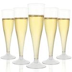 FWEEK 100PCS 130ml/4.5oz Plastic Champagne Flutes, Reusable Clear Champagne Flutes, Multi-Use Plastic Prosecco Flutes for Garden Wedding Birthday Christmas Anniversary Party