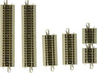 Bachmann Trains - Snap-Fit E-Z TRACK ASST. SECTIONS STRAIGHT TRACK (2 each 4.50", 2.25" and 1.125" per card) - NICKEL SILVER Rail With Grey Roadbed - N Scale, 8