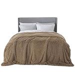 Bedsure Faux Fur Blankets Queen Size Taupe – Fuzzy, Fluffy, and Shaggy Faux Fur, Soft and Thick Sherpa, Cozy Warm Decorative Gift, Queen Blankets for Bed, 90x90 Inches, 640 GSM