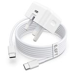 New iPad Charger Cable and Plug, 20W USB C Fast Wall Charger with 2M Type-C Cable for iPad Pro 12.9"/11" 2018 to 2024, for iPad Air 4th/5th/6th, for iPad Mini 6th, for iPad 10th 2022 2021 2020