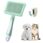 Vinabo Pet Dog Brush, Cat Brush, Self-Cleaning Slicker Brush, Removes Undercoat, Dog Brush, Cat Brush, Short to Long Hair, Suitable Gentle Cat Brush, Green