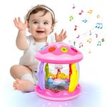 M SANMERSEN Baby Toys 6 to 12 Months - Ocean Projector Light Up Toys Musical Baby Toys for 12-18 Months Crawling Learning Tummy Time Toys for 1 2 3 Year Old Infant Boys Girls Gifts-Pink and Purple