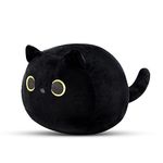 DNFASCHI Black Cat Plush Pillow Toy - Soft Stuffed Animal Cat Plushie for Kids - 20cm Cute Black Cat Stuffed Doll - Birthday for Boys Girls (Black-20cm) (HMHM20CM)