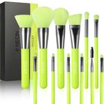 Docolor Makeup Brushes 10Pcs Makeup Brush Set Premium Synthetic Powder Kabuki Foundation Contour Blush Concealer Eye Shadow Blending Liner Make Up Brush Kit,Neon Green