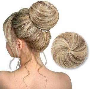 SARLA Hair Bun Extension Synthetic Drawstring Updo Fake Ballet Bun for Women Girls Lady Donut Chignon Sand