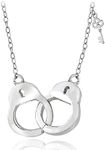 Hoops & Loops Sterling Silver Polished Handcuff and Key Necklace (Sterling Silver)