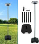 Solar Portable 3 Color Ambiance Outdoor Post Light with 92 inch Pole, Movable Motion Sensor Street Lamp, Features DC Charging Port & Remote Control, Dusk to Dawn，Use for Courtyards，Camping, parties