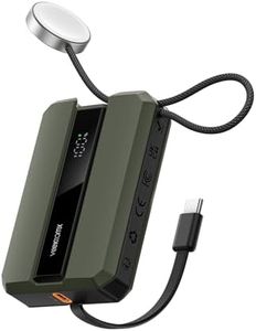 VEEKTOMX Portable Charger for iWatch & iPhone with Built-in USB-C Cable, 10000mAh PD 30W Fast Charging Power Bank, Battery Pack Compatible with Apple Watch, iPhone 15 Series, Galaxy (Green)