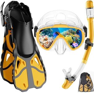 Vengreedo Snorkel Set with Fins for Adults, Snorkeling Gear for Adults Men and Women, Snorkle, Mask Set Adults Dry Top Snorkel Mask Combo Set with Travel Bag for Snorkeling, Diving, Swimming