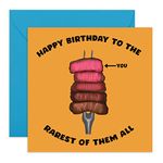 Central 23 - 'Happy Birthday to the Rarest of Them All' - Funny Card for Husband - Wife - Steak Joke - Humorous Birthday Card for mom Dad Brother Sister - Friends - Comes with Stickers