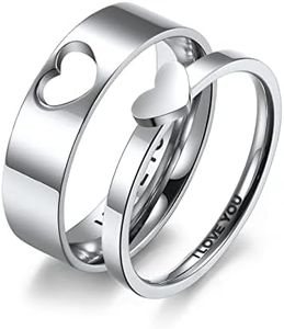 Yifnny Matching Rings for Couples, Couple Heart Rings Set Couple Rings I Love You Matching Heart Promise Rings for You and Your Engagement Wedding Ring, Stainless Steel, not known