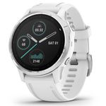 Garmin Fenix 6S, Premium Multisport GPS Watch, Smaller-Sized, Heat and Altitude Adjusted V02 Max, Pulse Ox Sensors and Training Load Focus, White, Silver with White Band, 010-02159-00