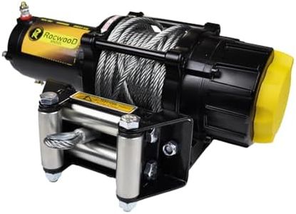 RocwooD Electric Winch 4500lbs / 2041kg 12V Steel Cable Recovery Winch Including Fairlead Roller, Mounting Plate & Wireless Remotes Offroad Heavy Duty