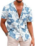 COOFANDY Mens Tropical Shirts Short Sleeve Hawaiian Print Shirts Vacation Beachwear