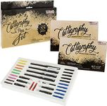 U.S. Art Supply 35-Piece Calligraphy Pen Writing Set - 4 Calligraphy Pens, 5 Size Styles of Pen Nibs, 22 Ink Cartridges, Instructional Handbook, Practice Paper Pad - Kids, Students, Adults Starter Kit