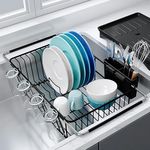 MAJALiS Sink Dish Drying Rack - Use for Countertops & in-Sinks & Over-Sink, Stainless Steel Dish Drainers for Kitchen Counter, Inside Sink Dish Dryer Racks, Kitchen Organizer (Black)