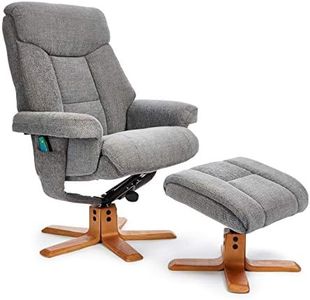 Morris Living Exmouth Fabric Swivel Recliner Massage Chair & Footstool Charcoal Grey