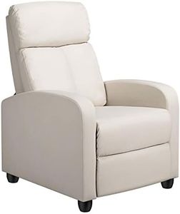 Yaheetech Fauteuil de Relaxation Petit Canapé Inclinable en Similicuir en 3 Positions 1 Place avec Repose-Pied, pour Salon Chambre Bureau Home cinéma, 85 × 67 × 99,5 cm, Jusqu’à 120 kg, Beige