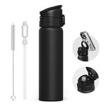 RHINOSHIELD AquaStand Magnetic Bottle 700ml | Stainless Steel Insulated Water Bottle with Straw Lid, Sport Bottle with MagSafe Compatible Handle, Tripod with Adjustable Angles, Leak Proof - Black