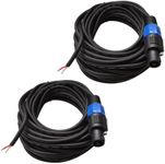 Seismic Audio - SPRW50 (2 Pack)- 50 Foot Raw Wire to Speakon Speaker Cable - 16 Guage - PA/DJ/Home Audio