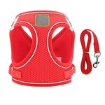 Love Dream Puppy Harness and Leash Set, Escape Proof Dog Cat Vest Harness for Cats Small Medium Dogs, Adjustable Soft Mesh Reflective Step in Harness No Pull No Choke (Medium(13.7"-15.7"), Red)