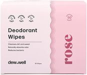 Dew Well - Refresh Deodorant Wipes - A Fresh Start When You’re On the Go - Aluminum, Paraben, and Sulfate Free - Rose Scent - 50 Individually Wrapped Wipes